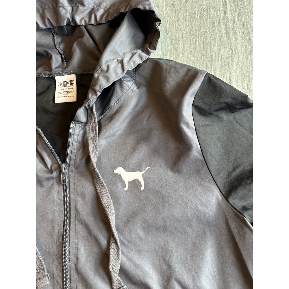 Victoria's Secret PINK Gray & Black Quarterzip Windbreaker Jacket XS/S